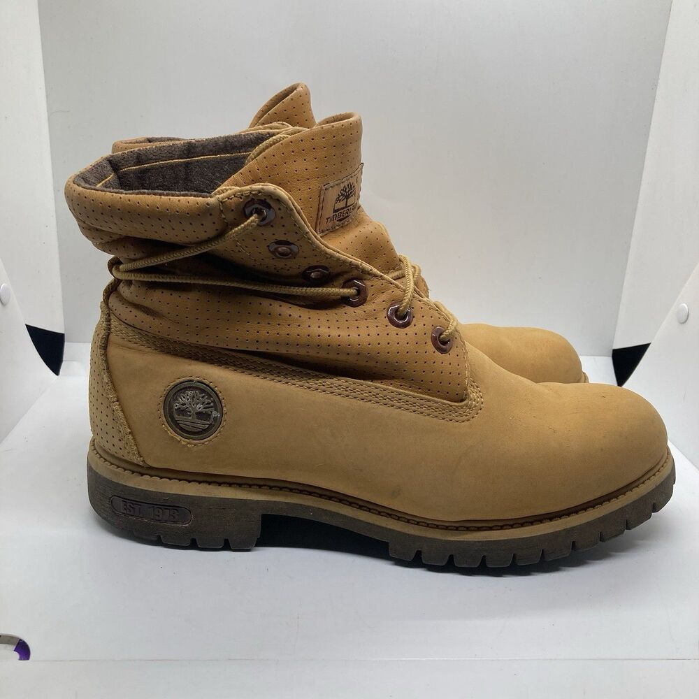 Timberland Boots Mens 7.5 Premium Roll Top Wheat Brown Winter - Picture 3 of 9